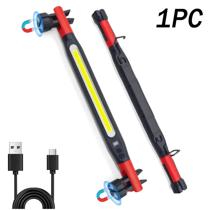 KDULIT LED Magnetic Work Light Rechargeable Underhood Work Lamp With Hooks & Rotating Magnetic Base For Car Repairing Emergency