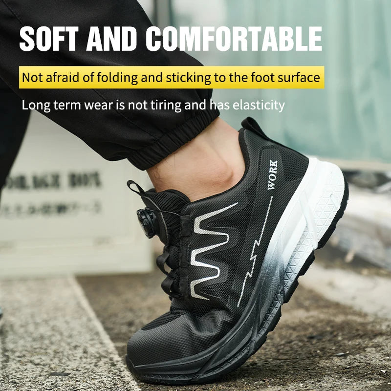 Men‘s Work Shoes Steel Toe Anti-smash Shoes Indestructible Safety Shoes Lightweight Breathable Sneakers Construction Site Shoes