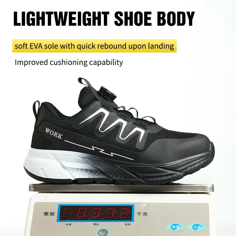 Men‘s Work Shoes Steel Toe Anti-smash Shoes Indestructible Safety Shoes Lightweight Breathable Sneakers Construction Site Shoes