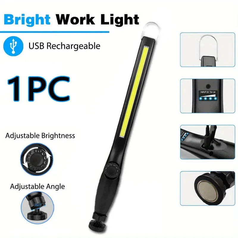 KDULIT LED Magnetic Work Light Rechargeable Underhood Work Lamp With Hooks & Rotating Magnetic Base For Car Repairing Emergency