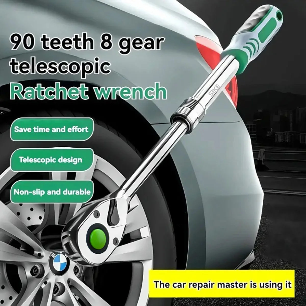 90-tooth quick ratchet wrench, telescopic socket ratchet wrench suitable for automobile, bicycle and other maintenance tools