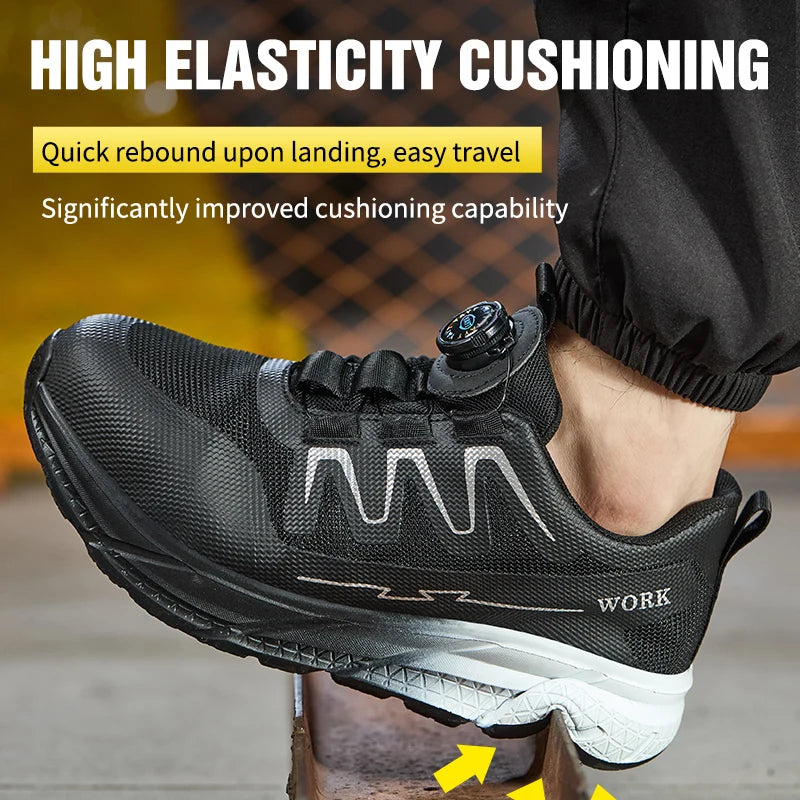 Men‘s Work Shoes Steel Toe Anti-smash Shoes Indestructible Safety Shoes Lightweight Breathable Sneakers Construction Site Shoes